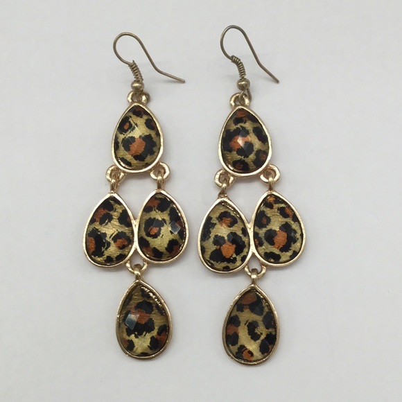 Jewelry - Leopard waterfall chandelier earrings